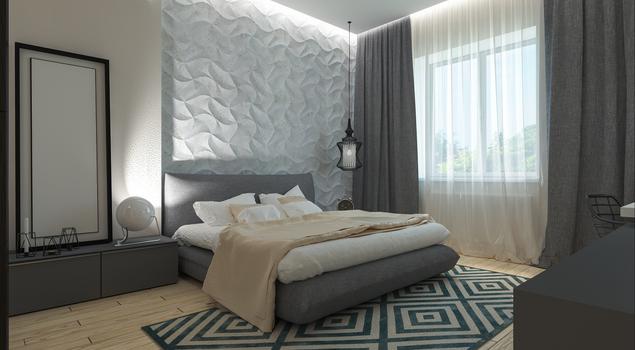 Sypialnia skandynawska i jej ozdoba - nowoczesny panel 3D